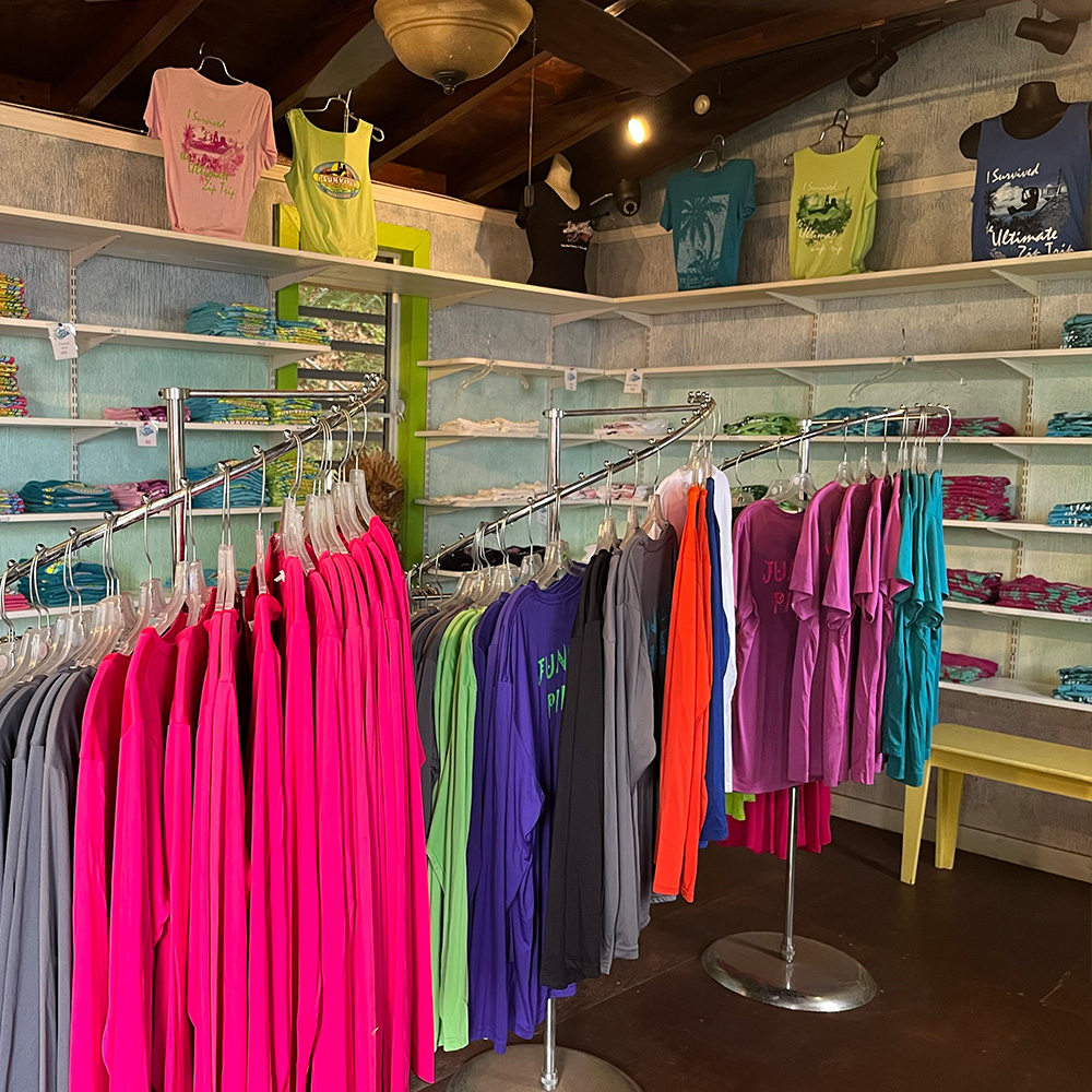 Variety of offerings in our gift store at the zipline. Grab a souvenir package for the ultimate deal.